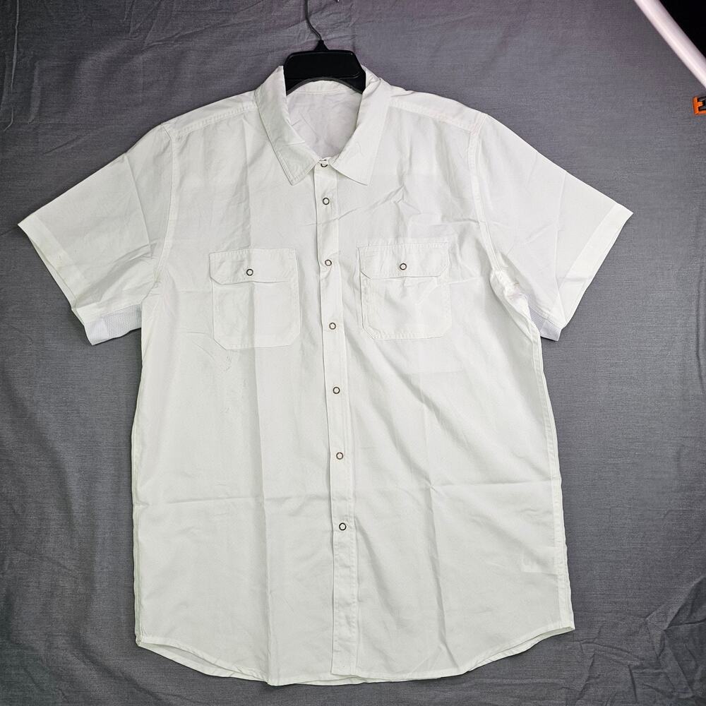 Two Dove Outdoors Short Sleeve Button Snap Shirt White Men's XL